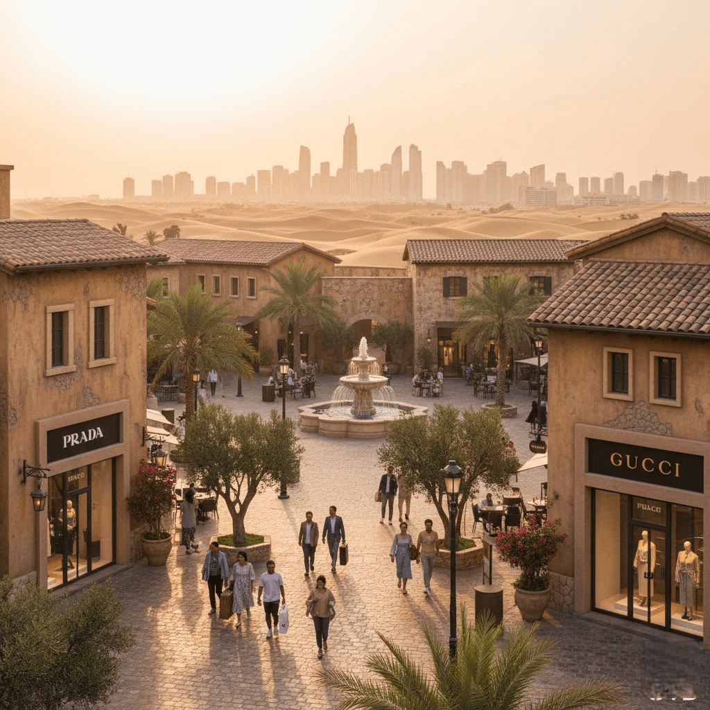 The Outlet Village Dubai: Ein Hauch von Toskana und Luxus-Shopping in der Wüste